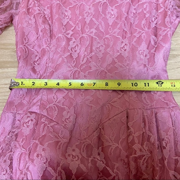 Vintage Pink Lace Dress with Bow on Back - 6 - Picture 11 of 12